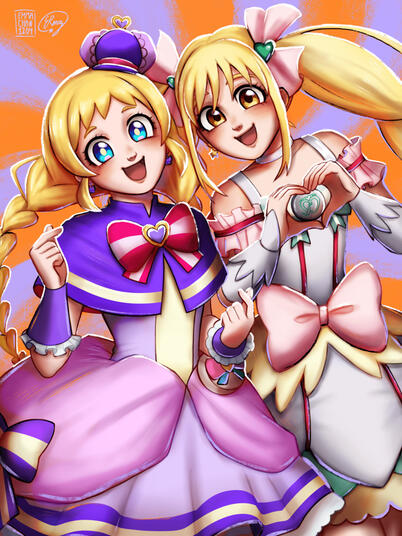 Dos personajes, Full color, Fondo plano